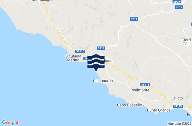 Mappa delle maree di Siculiana, Italy