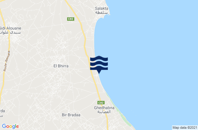 Mappa delle maree di Sidi Alouane, Tunisia