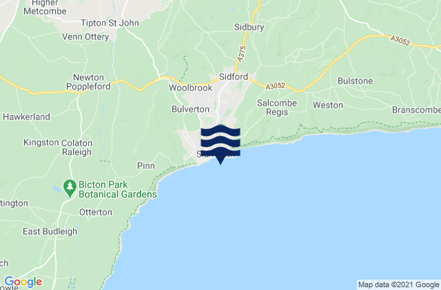 Mappa delle maree di Sidmouth, United Kingdom