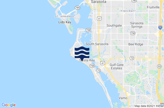 Mappa delle maree di Siesta Key Beach, United States