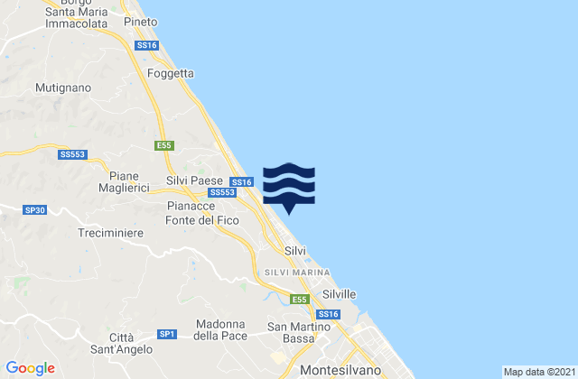 Mappa delle maree di Silvi Marina, Italy