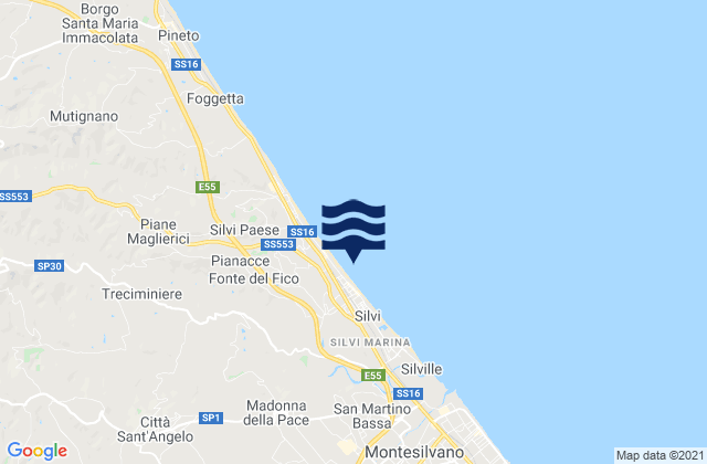 Mappa delle maree di Silvi, Italy
