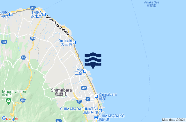 Mappa delle maree di Simabara-Sinkoo, Japan