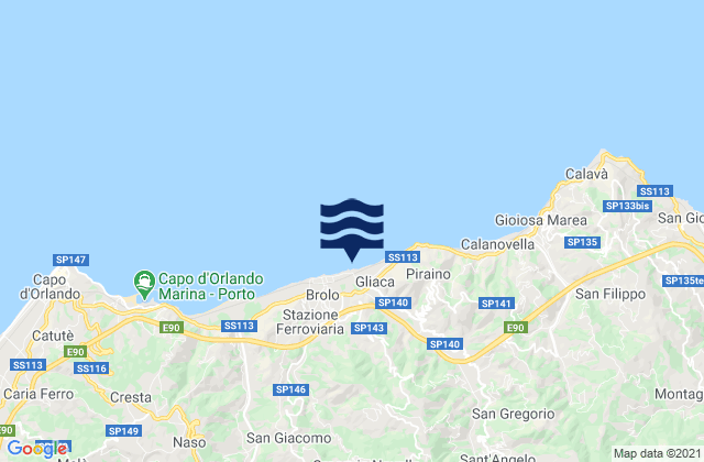 Mappa delle maree di Sinagra, Italy