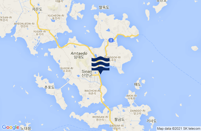 Mappa delle maree di Sinan-gun, South Korea