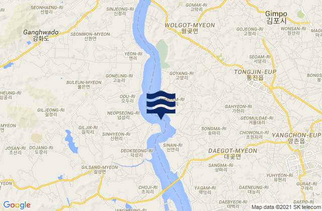 Mappa delle maree di Sinan-ni Yom-ha, South Korea