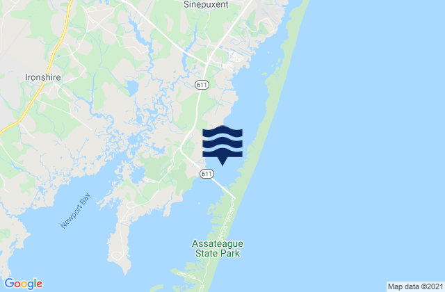 Mappa delle maree di Sinepuxent Bay, United States