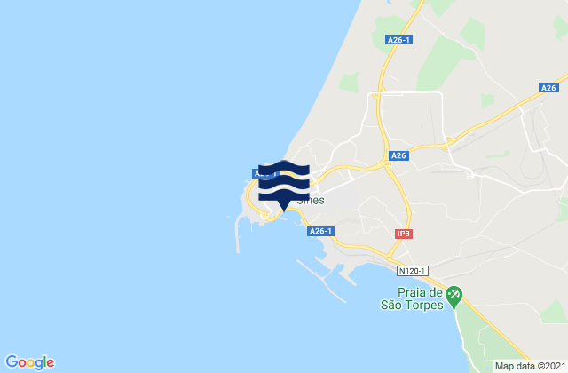 Mappa delle maree di Sines, Portugal