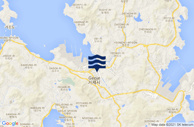 Mappa delle maree di Sinhyeon, South Korea