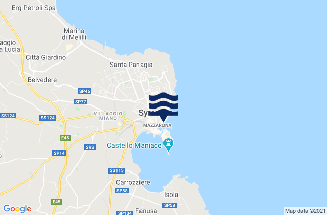 Mappa delle maree di Siracusa, Italy