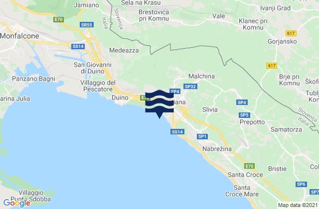 Mappa delle maree di Sistiana-Visogliano, Italy