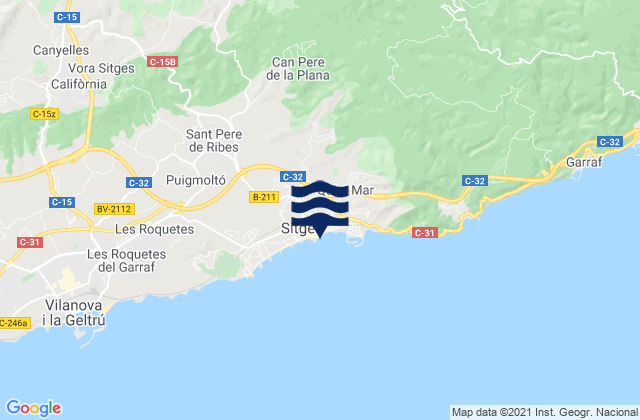 Mappa delle maree di Sitges, Spain