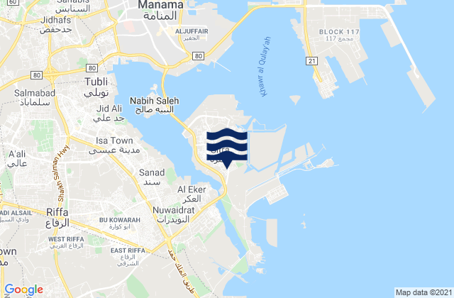 Mappa delle maree di Sitrah, Bahrain