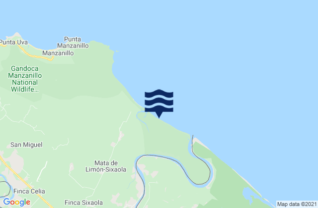 Mappa delle maree di Sixaola, Costa Rica
