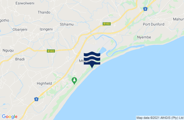 Mappa delle maree di Siyayi, South Africa