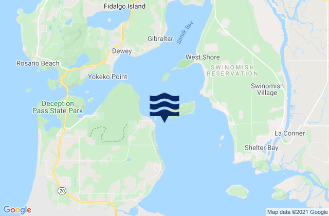 Mappa delle maree di Skagit Bay channel SW of Hope Island, United States