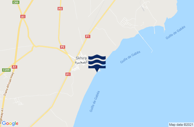 Mappa delle maree di Skhira, Tunisia
