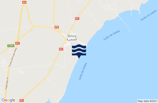 Mappa delle maree di Skhira, Tunisia