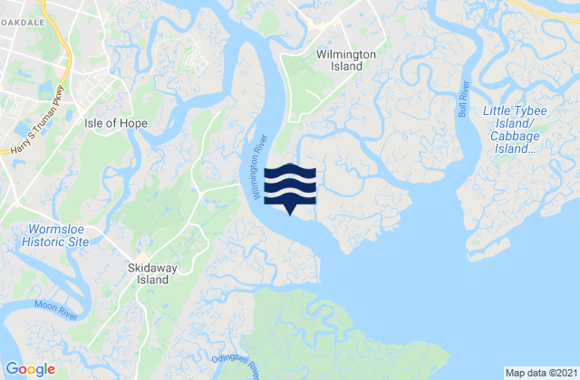Mappa delle maree di Skidaway Island N End Wilmington River, United States