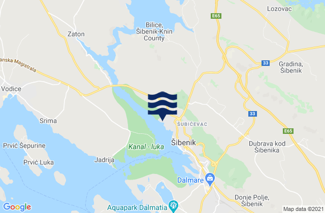 Mappa delle maree di Skradin, Croatia