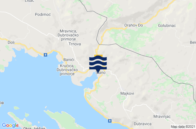 Mappa delle maree di Slano, Croatia
