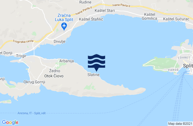 Mappa delle maree di Slatine, Croatia