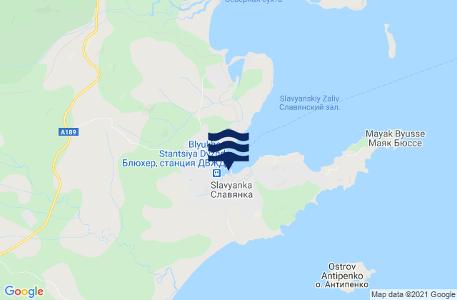 Mappa delle maree di Slavyanka, Russia