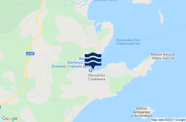 Mappa delle maree di Slavyanski Bay, Russia