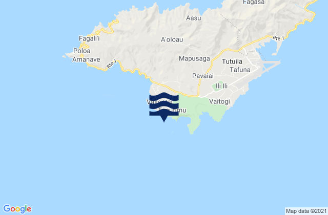 Mappa delle maree di Sliding Rock, American Samoa