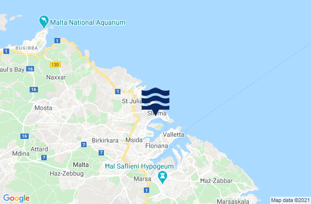 Mappa delle maree di Sliema, Malta