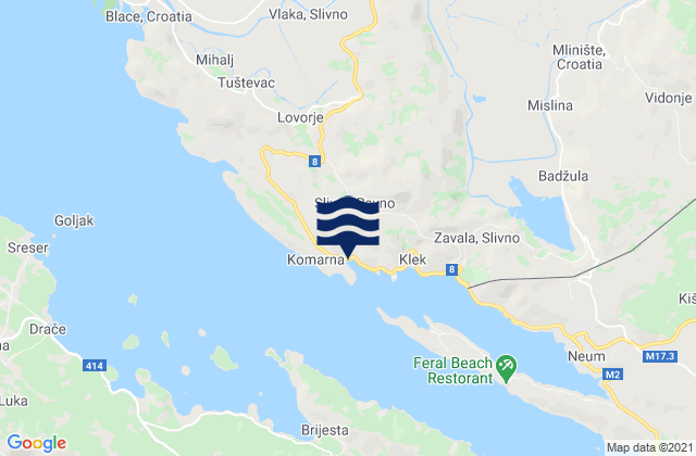 Mappa delle maree di Slivno, Croatia