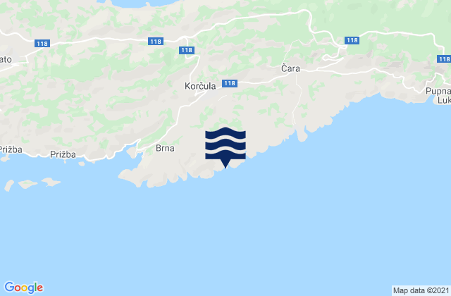 Mappa delle maree di Smokvica, Croatia
