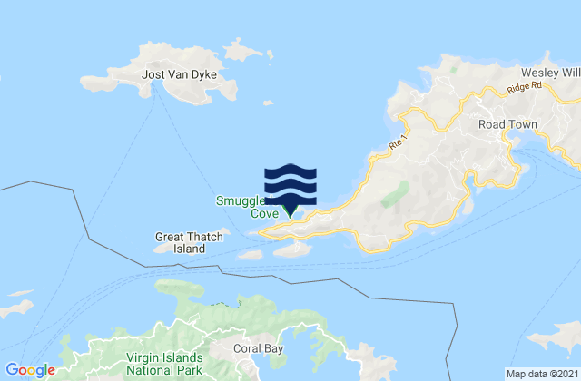 Mappa delle maree di Smugglers cove, U.S. Virgin Islands