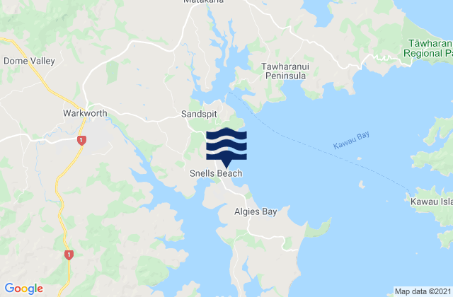 Mappa delle maree di Snells Beach Auckland, New Zealand