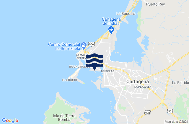 Mappa delle maree di Sociedad Portuaria de Cartagena, Colombia