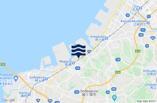 Mappa delle maree di Sodegaura-shi, Japan