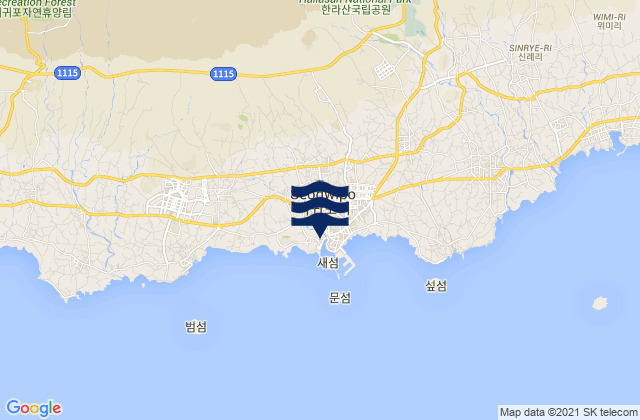 Mappa delle maree di Sogwip'o, Cheju Do, South Korea