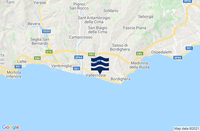 Mappa delle maree di Soldano, Italy