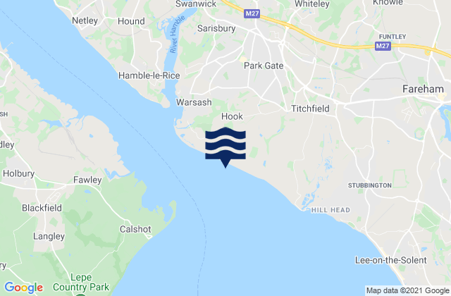 Mappa delle maree di Solent Breezes Beach, United Kingdom