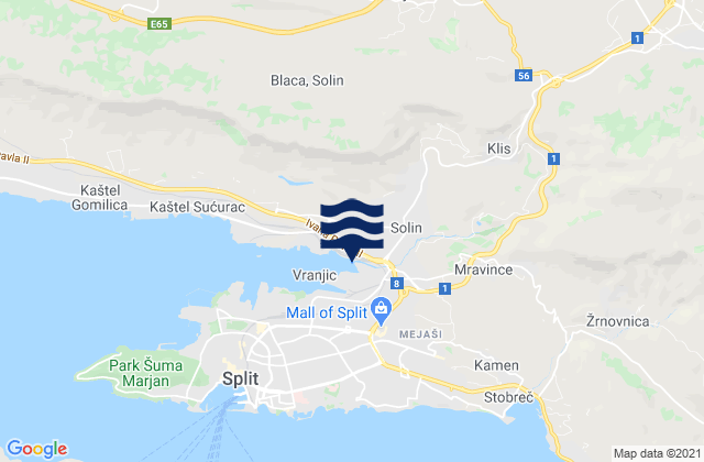 Mappa delle maree di Solin, Croatia