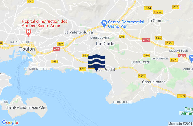 Mappa delle maree di Solliès-Ville, France