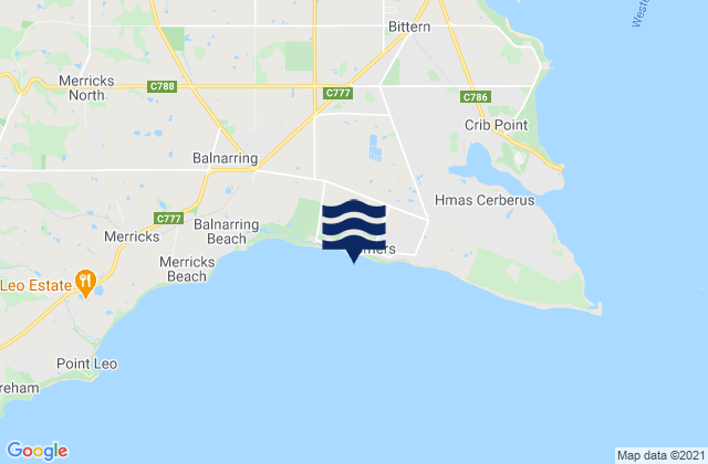 Mappa delle maree di Somers, Australia