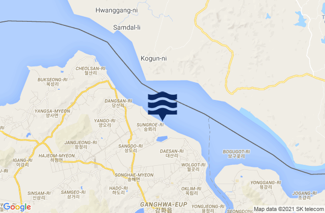 Mappa delle maree di Songhae, South Korea