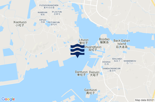 Mappa delle maree di Songmudao Gang, China