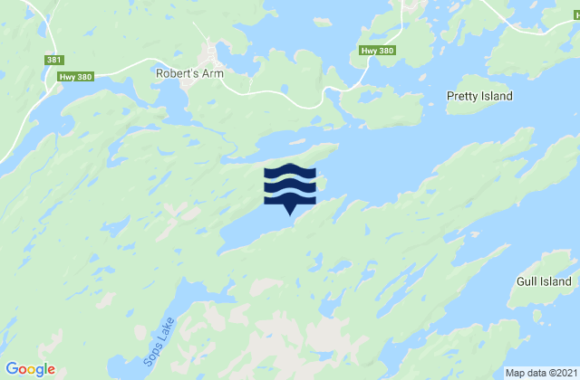 Mappa delle maree di Sops Arm, Canada