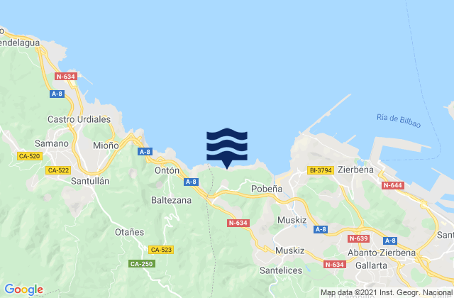 Mappa delle maree di Sopuerta, Spain
