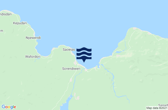 Mappa delle maree di Sorendiweri, Indonesia