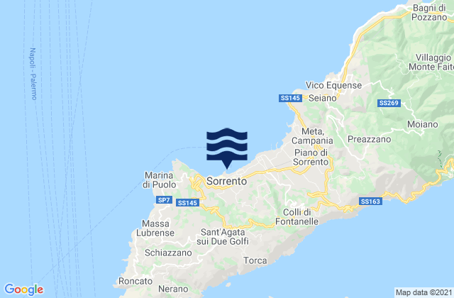 Mappa delle maree di Sorrento, Italy