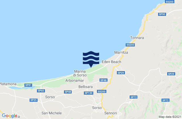 Mappa delle maree di Sorso, Italy