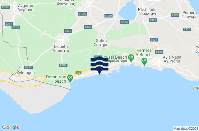 Mappa delle maree di Sotíra, Cyprus